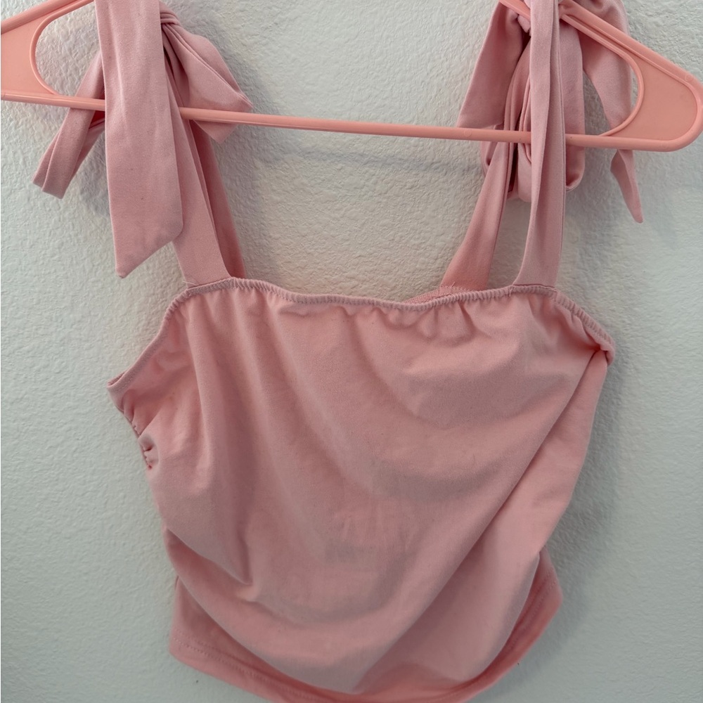 Pink Sleeveless Bow-Tie Women Top